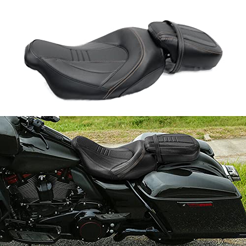 Juego de asiento de pasajero para Harley Touring Road King Street Glide Road Glide Electra Glide 2009-2021 asiento de conductor de cuero Pillion asiento de pasajero 09-21