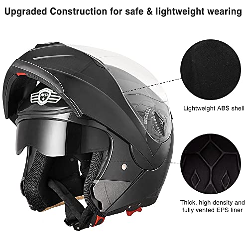 Casco modular y abatible de motocicleta, de cara completa con certificación DOT y visera doble