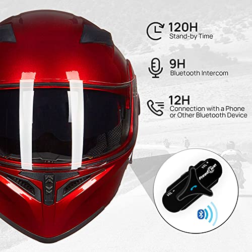 ILM Bluetooth Motorcycle Helmet Modular Flip up Full Face Dual Visor Mp3 Intercom FM Radio DOT Approved Model 902BT(Matte Black, Large)