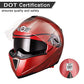 Casco modular y abatible de motocicleta, de cara completa con certificación DOT y visera doble