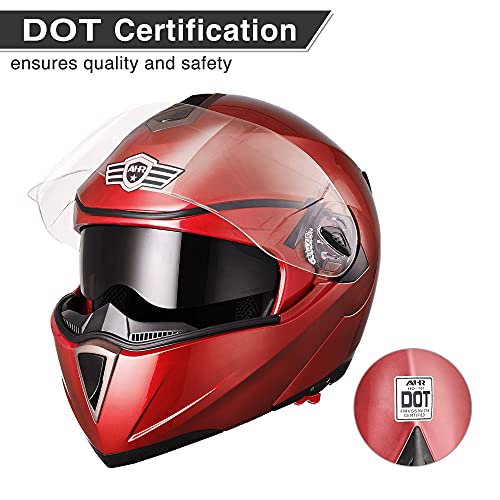 Casco modular y abatible de motocicleta, de cara completa con certificación DOT y visera doble