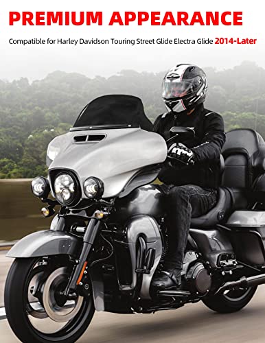 Amazicha 7" Smoke Wave Windshield Windscreen Compatible for 2014-2023 Harley Davidson Touring Street Glide/Electra Glide/Ultra Limited/Tri Glide FLHT FLHX FLHXS FLHTK (Tint)
