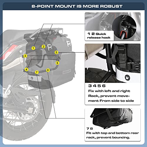 Alforjas de motocicleta impermeables 28L (14L x 2) alforjas laterales para motocicleta