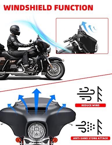 Amazicha 7" Smoke Wave Windshield Windscreen Compatible for 2014-2023 Harley Davidson Touring Street Glide/Electra Glide/Ultra Limited/Tri Glide FLHT FLHX FLHXS FLHTK (Tint)
