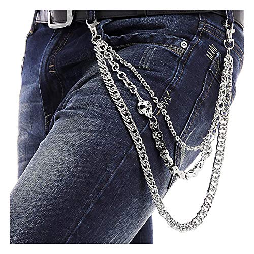 Cadenas de jeans, cadena de cartera, cadena de pantalones, cadena de bolsillo de plata, cadenas de calavera,cadenas de rock, cadena de cinturón de metal gótico punk, cadena de pantalones de motorista, accesorio de joyería, r