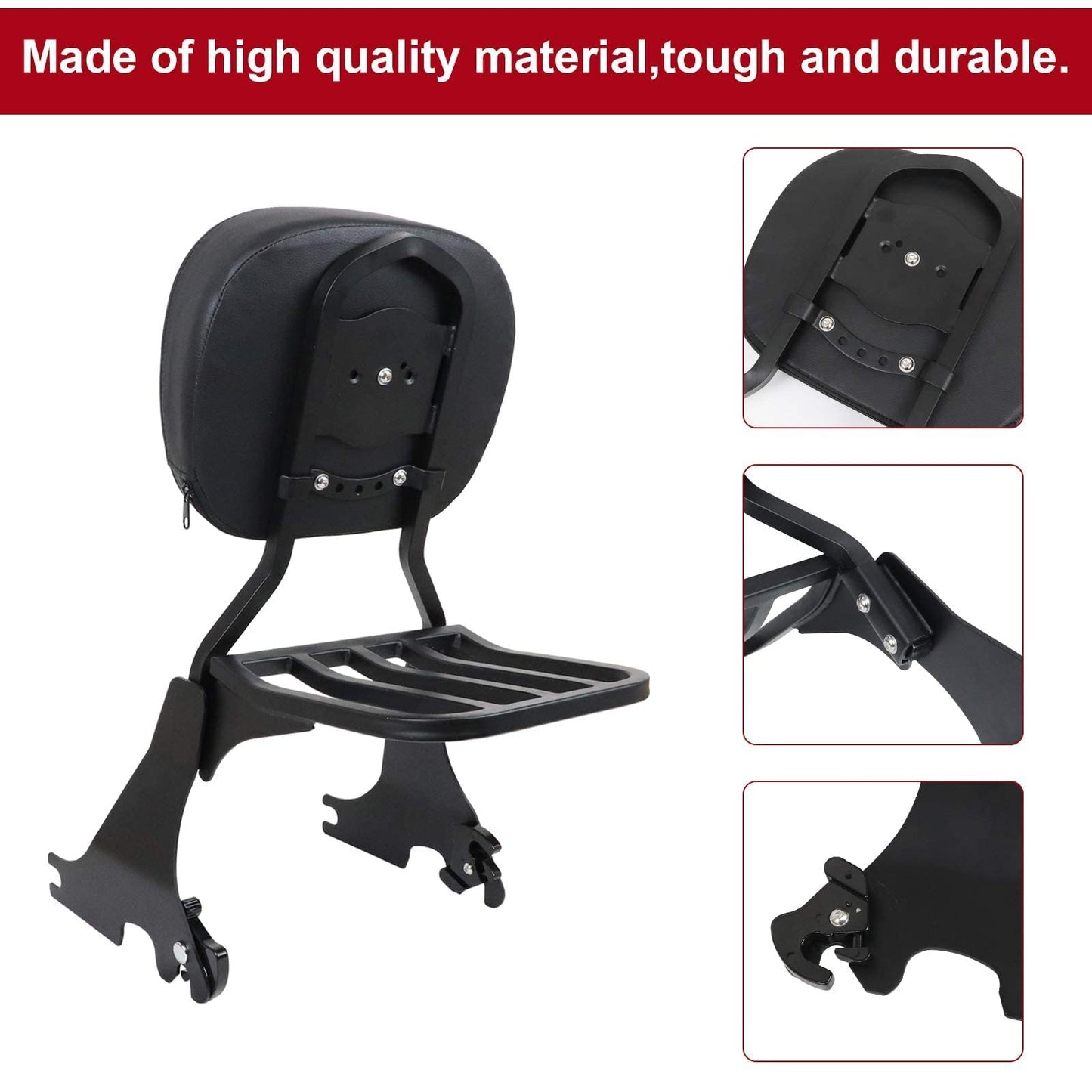 Respaldo bajo Sissy Bar y portaequipajes con hardware de acoplamiento compatible con Sportster XL 883 1200 2004-2022