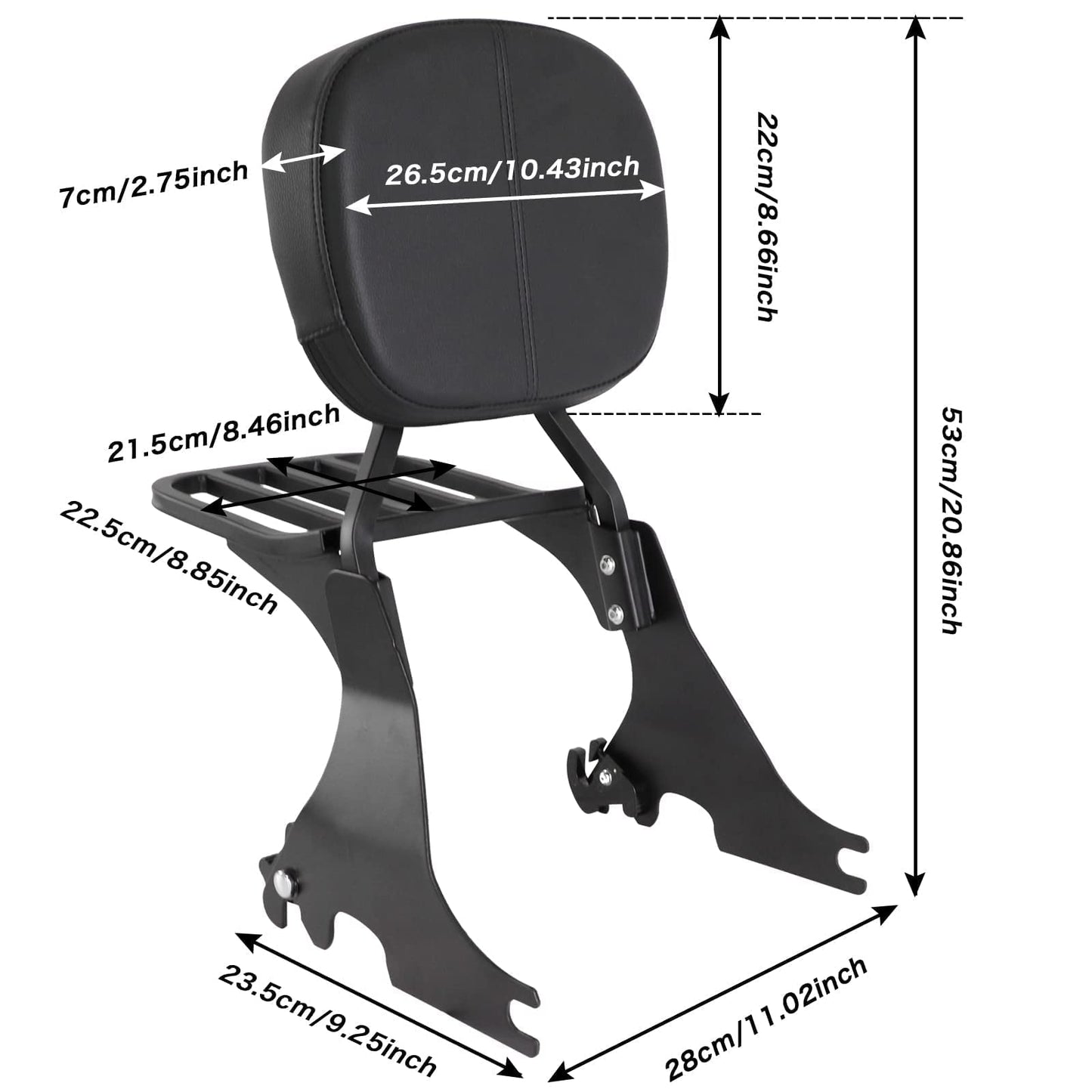 Respaldo bajo Sissy Bar y portaequipajes con hardware de acoplamiento compatible con Sportster XL 883 1200 2004-2022