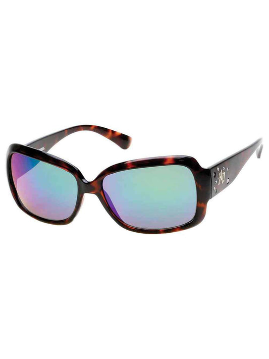 Harley-Davidson Women's Foil H-D Crystals Sunglasses, Tortoise Frame/Green Lens, Harley Davidson