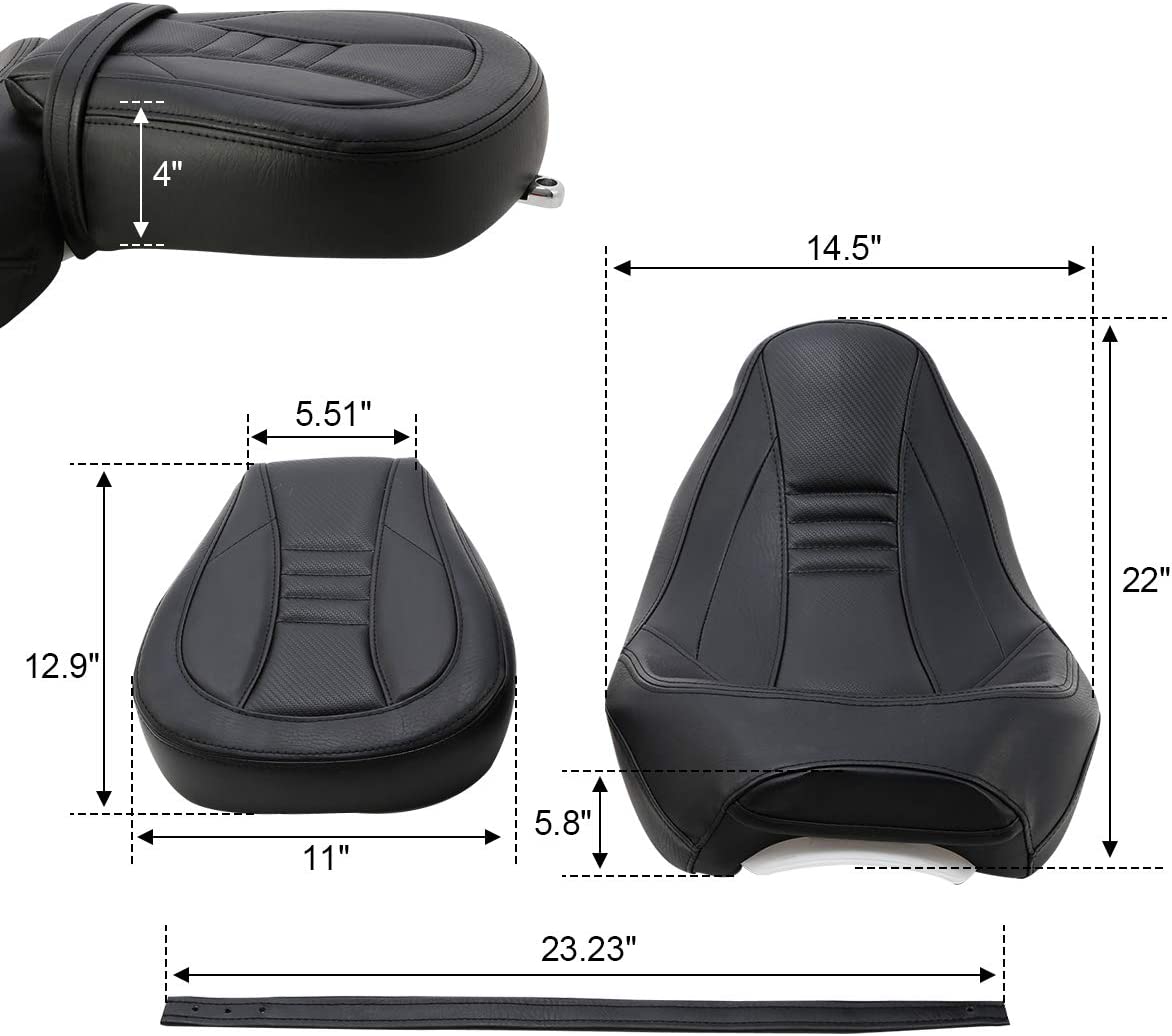 Asiento de pasajeros de 2 puestos para motocicleta Harley Davidson Touring Road, King Road, Glide Electra, Glide Street Glide CVO 2009-2020