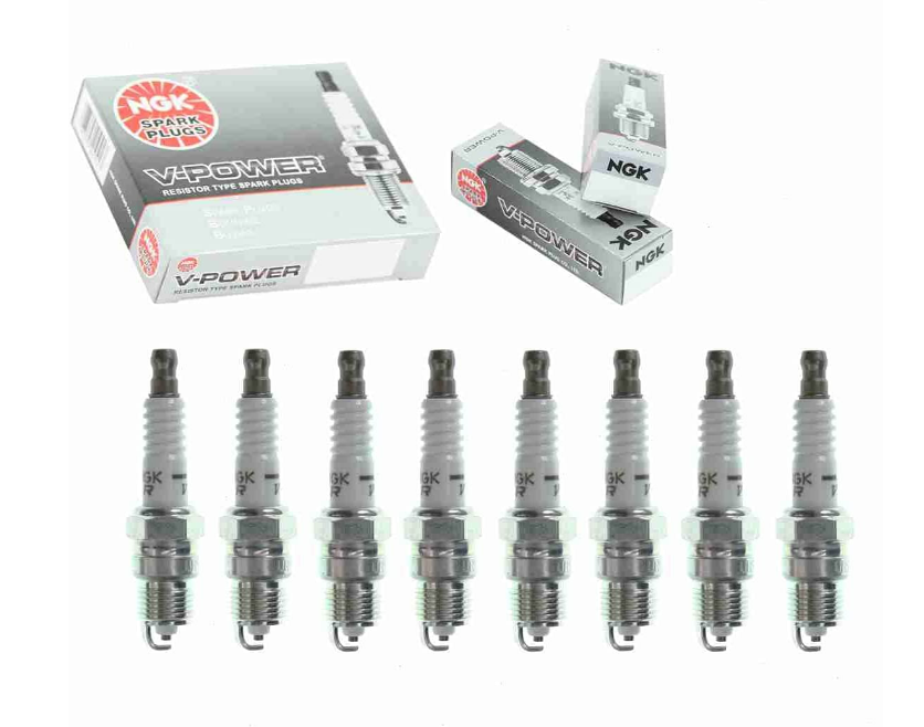 8 bujías NGK V-Power compatibles con Ford F-150 5.0L 5.8L V8 1975-1996 cable de encendido secundario