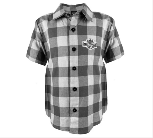 Camisa de manga corta a cuadros para niño
