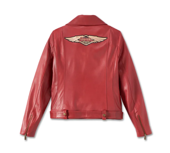 Chaqueta de cuero biker 120th Anniversary D-Pocket para mujer