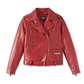 Chaqueta de cuero biker con bolsillo en forma de D del 120.º aniversario para mujer