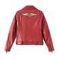 Chaqueta de cuero biker con bolsillo en forma de D del 120.º aniversario para mujer