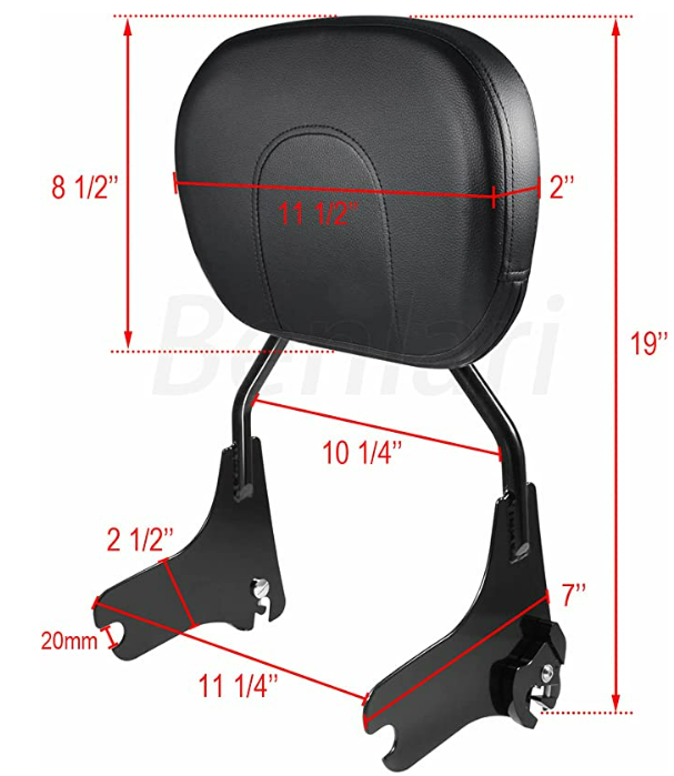Respaldo de pasajero desmontable Sissy Bar 97-08 Almohadilla trasera compatible con Harley Davidson Touring 1997-2008 Road King Street Glide Road Glide Electra Glide