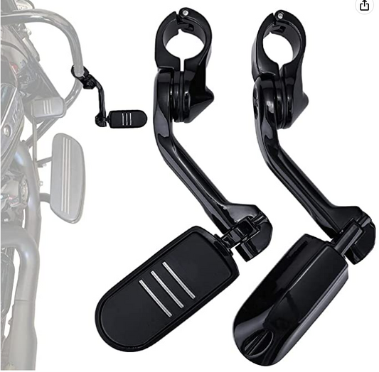 Estribos de carretera de 1.25 pulgadas, estribos de carretera ajustables en ángulo largo para motocicleta Harley Davidson Touring Road King Road Glide Street Glide Electra Glide Softail Sportster con barra de carretera de 1 1/4 pulgadas