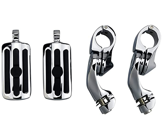 Estriberas de carretera ajustables en ángulo largo para motocicleta para Harley Davidson Touring Road King Street Glide Electra Glide Softail Sportster con barra cromada de 1 1/4"