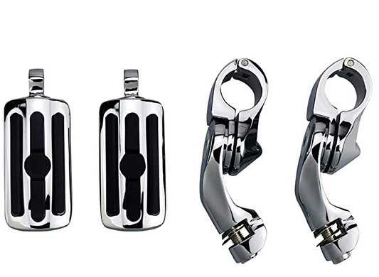 Estriberas de carretera ajustables en ángulo largo para motocicleta para Harley Davidson Touring Road King Street Glide Electra Glide Softail Sportster con barra cromada de 1 1/4"