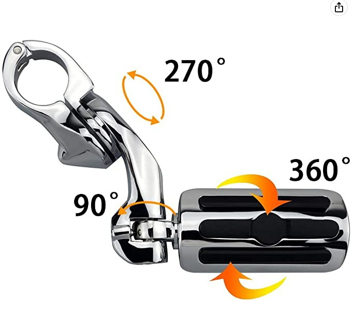 Estriberas de carretera ajustables en ángulo largo para motocicleta para Harley Davidson Touring Road King Street Glide Electra Glide Softail Sportster con barra cromada de 1 1/4"
