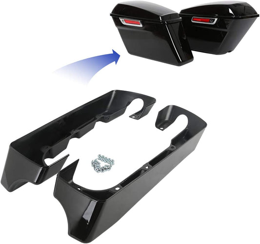 Extensión de bolsa de sillín estirada de 4 pulgadas para modelos Harley Davidson Touring 2014-2020 con bolsas duras, serie FLH/FLT, Electra Glide, Road King, Ultra-Classic, Street Glide