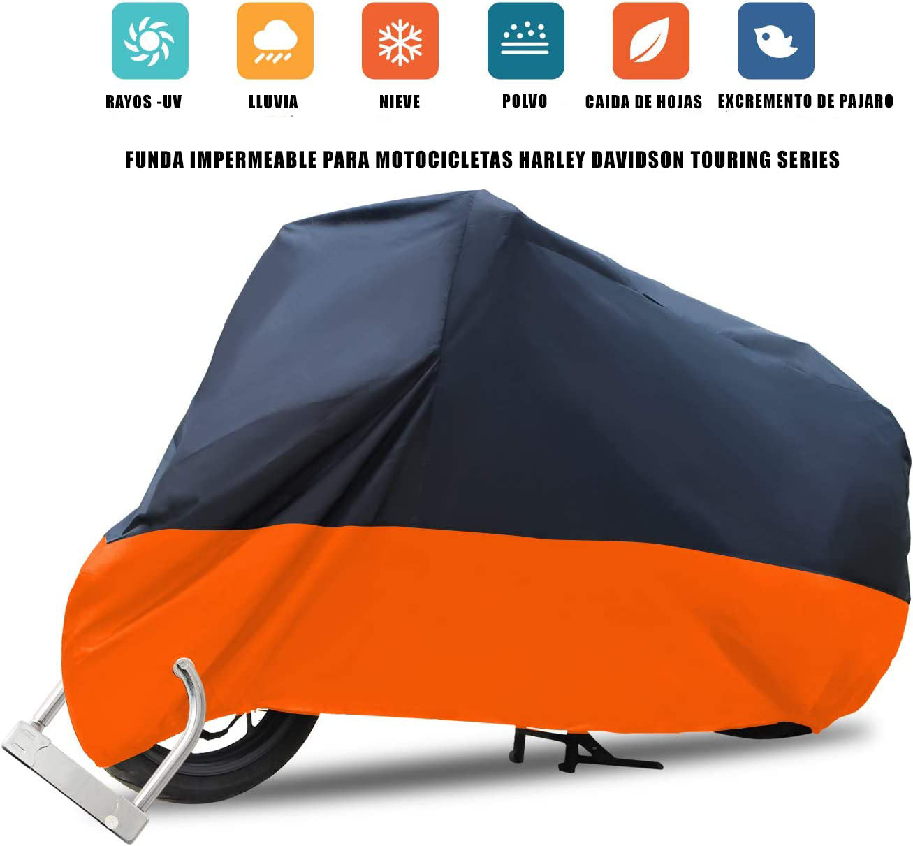 Funda impermeable para motocicleta de 116 pulgadas para Harley Davidson Street Glide Touring Road King Electra Glide Classic