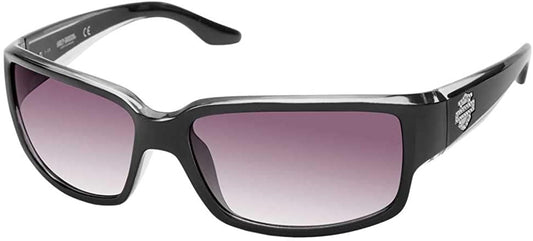 Harley-Davidson Gafas de sol rectangulares clásicas para mujer, color negro