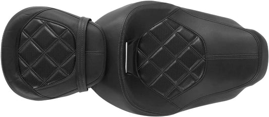 Asiento de cuero para pasajero de dos piezas de perfil bajo para Harley Touring Road King Street Glide Road Glide Electra Glide CVO 2009-2022