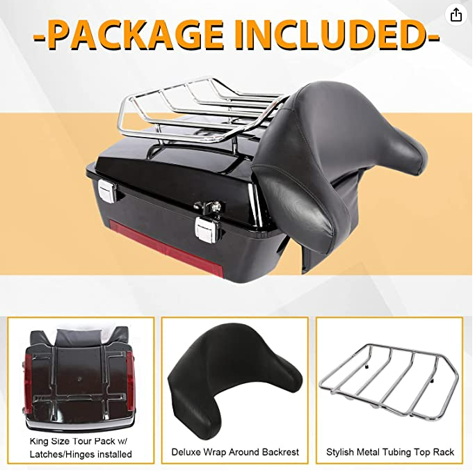 Respaldo de pasajero desmontable Sissy Bar 97-08 Almohadilla trasera compatible con Harley Davidson Touring 1997-2008 Road King Street Glide Road Glide Electra Glide