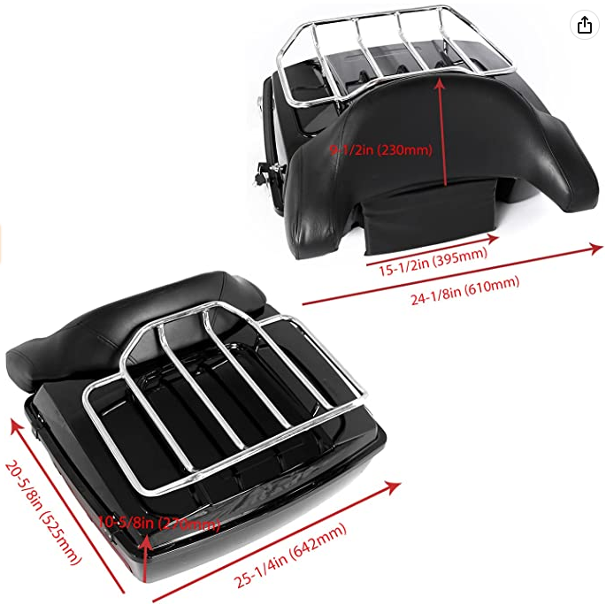Respaldo de pasajero desmontable Sissy Bar 97-08 Almohadilla trasera compatible con Harley Davidson Touring 1997-2008 Road King Street Glide Road Glide Electra Glide
