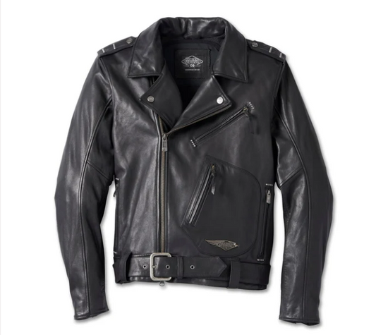 Chaqueta motera de cuero 120th Anniversary Cycle Champ para hombre
