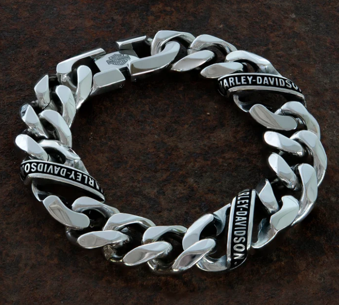 Brazalete con eslabones curvos de pancarta para hombre