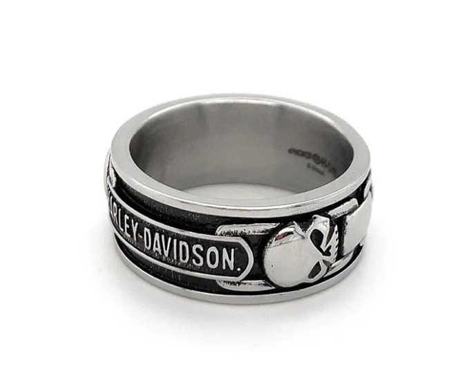 Anillo de calavera y cadena para hombre