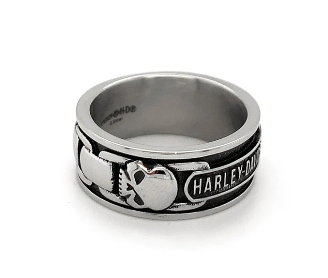 Anillo de calavera y cadena para hombre