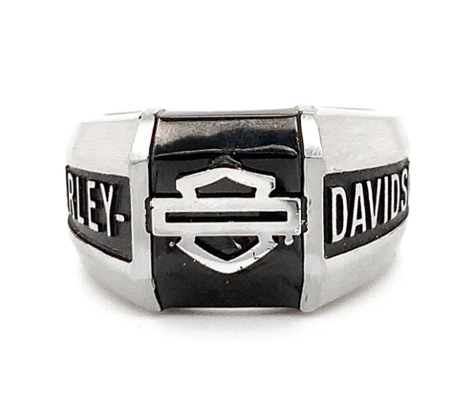 Anillo colegiado de barra y escudo de contorno para hombre