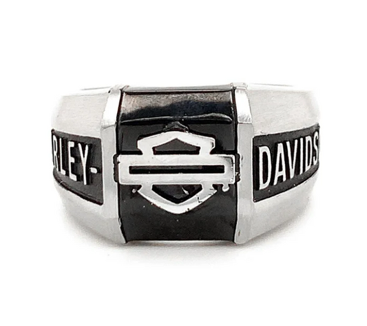 Anillo colegiado de barra y escudo de contorno para hombre