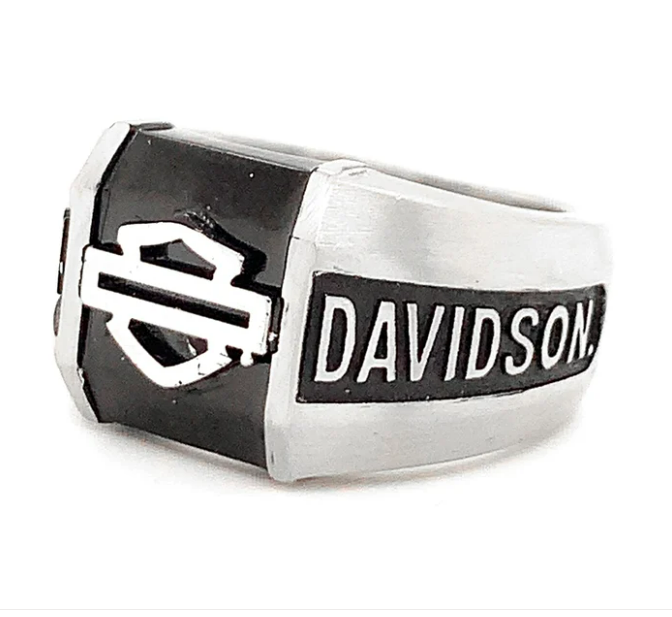 Anillo colegiado de barra y escudo de contorno para hombre