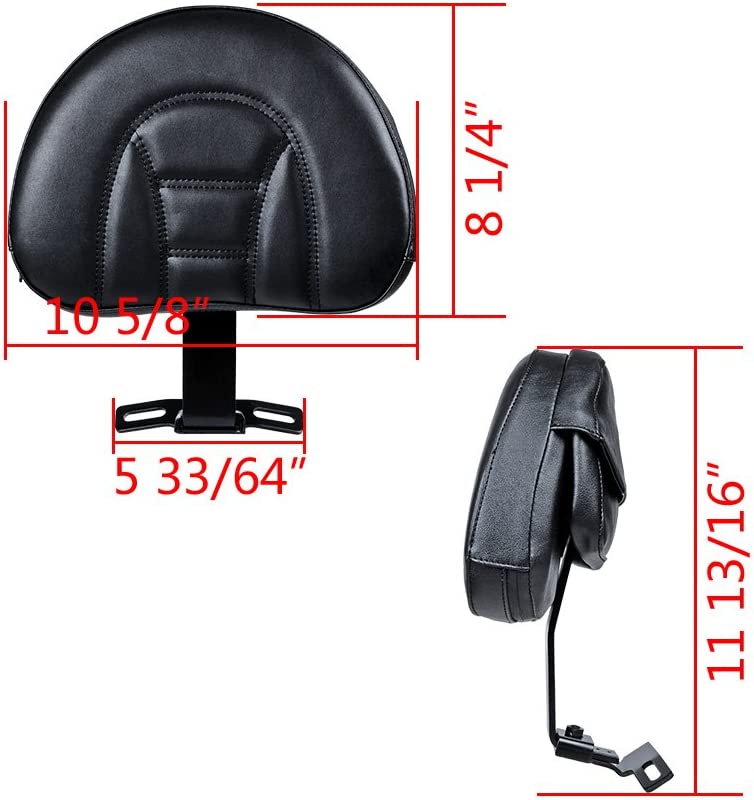 Respaldo ajustable de 10 5/8 x 8 1/4 pulgadas compatible con Harley Heritage Softail Fatboy 07-17