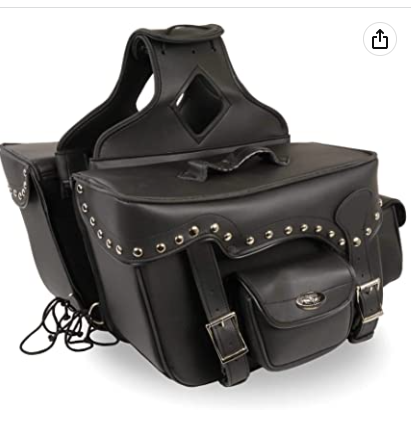 Alforjas negras con cremallera y doble bolsillo con tachuelas de PVC - Talla única