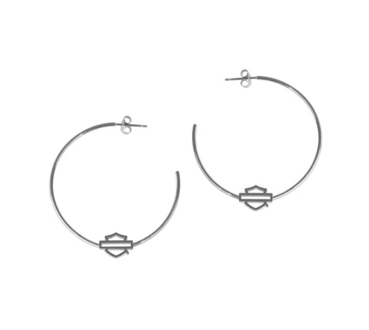 Aretes tipo argolla con barra y escudo para mujer - Pequeños