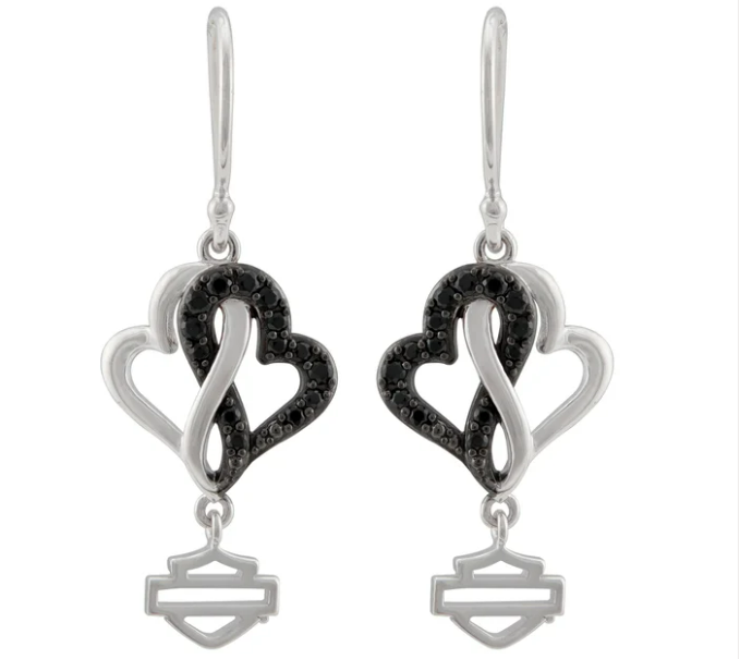 Pendientes colgantes de mujer con corazones infinitos en blanco y negro