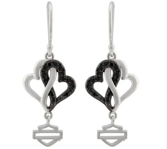 Pendientes colgantes de mujer con corazones infinitos en blanco y negro