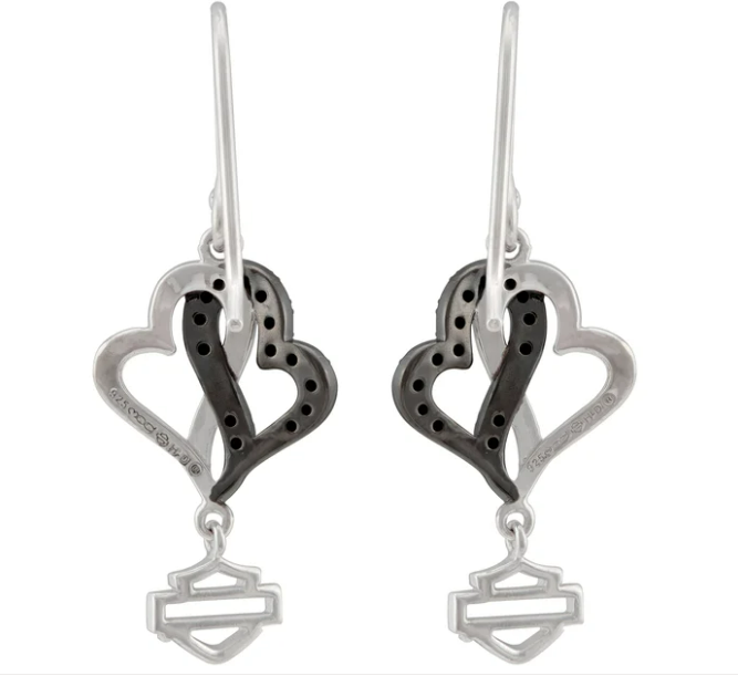 Pendientes colgantes de mujer con corazones infinitos en blanco y negro