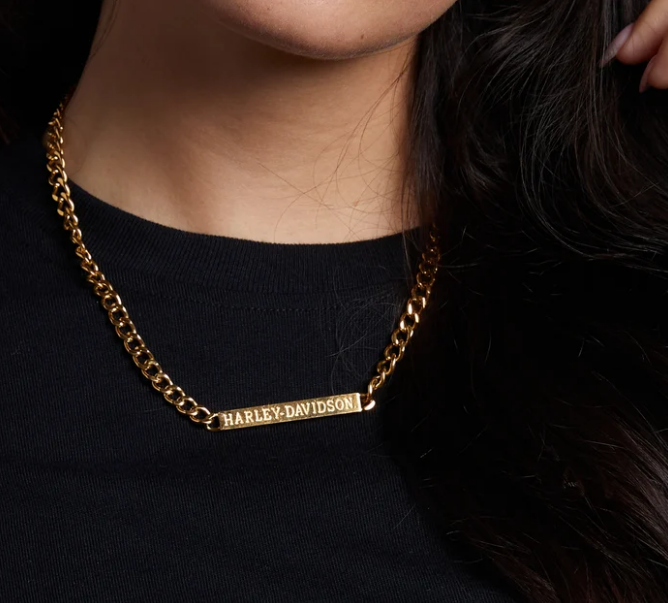 Collar de mujer Harley-Davidson Gold Tone Bar Curb Link
