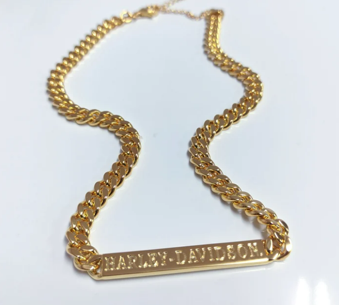 Collar de mujer Harley-Davidson Gold Tone Bar Curb Link