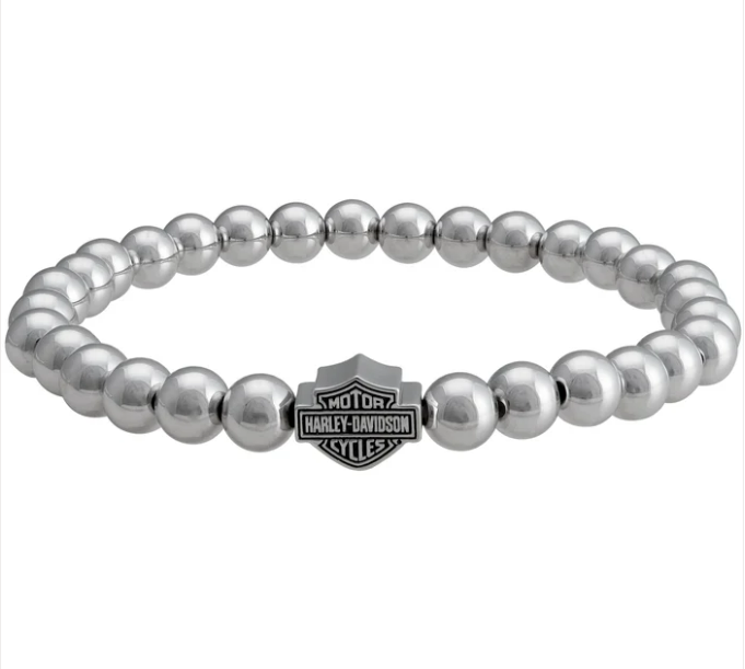 Brazalete de barra y escudo grande con cuentas para mujer