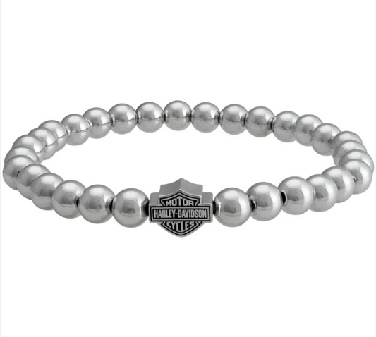 Brazalete de barra y escudo grande con cuentas para mujer