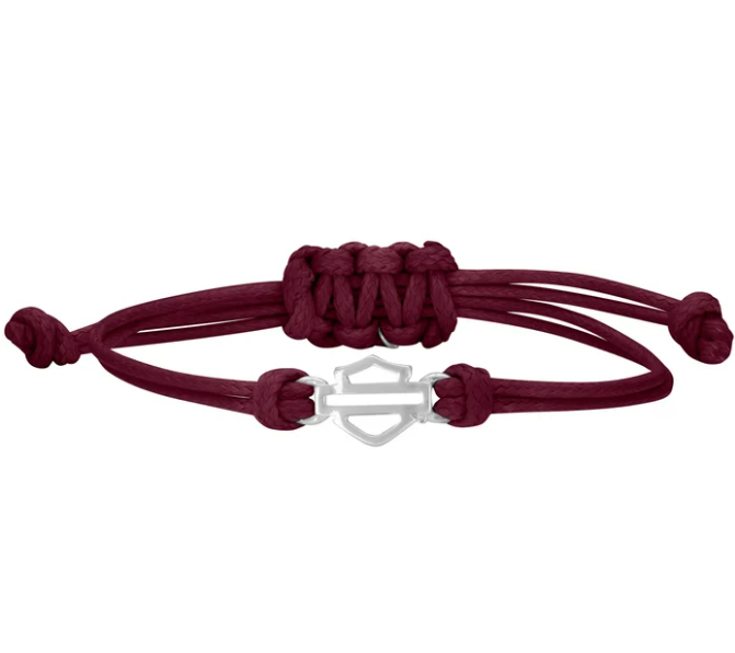 Pulsera de mujer Outline Bar & Shield con cordón burdeos