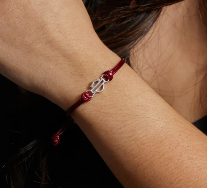 Pulsera de mujer Outline Bar & Shield con cordón burdeos