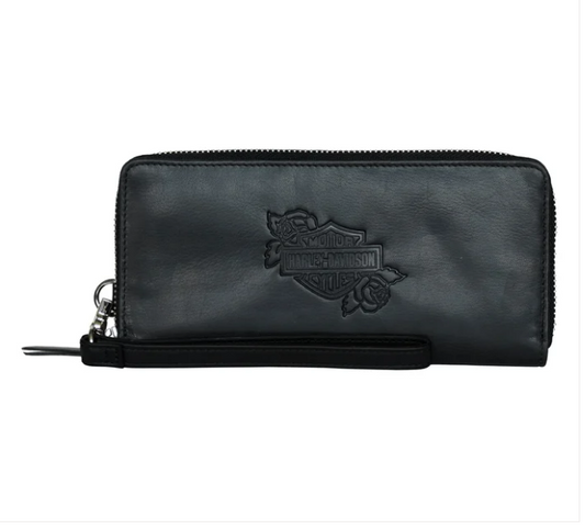 Women's Rockin' Roses Large Zip Wallet