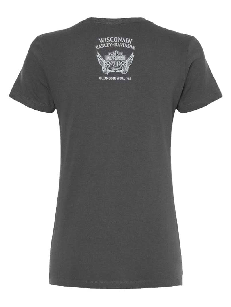 Harley-Davidson Women's Vibes Foiled Crew-Neck Short Sleeve T-Shirt - Gray (L), Harley Davidson